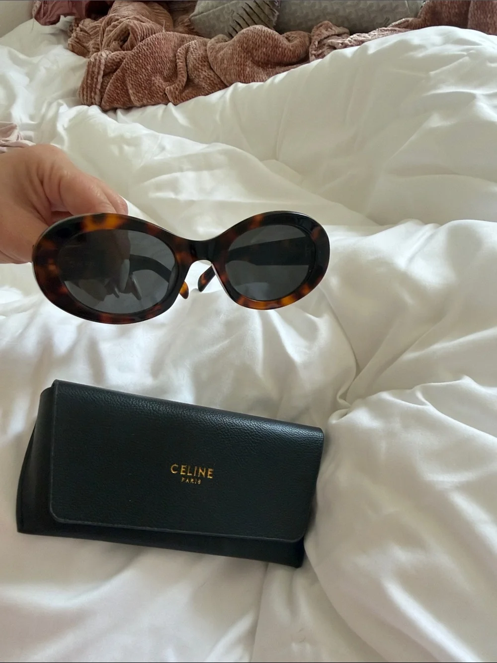 Celine Tortoiseshell Sunglasses with Gold Double-C Logo